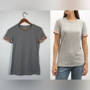 Burberry Kabini Check Cuffs Cotton T-shirt‎ XS
